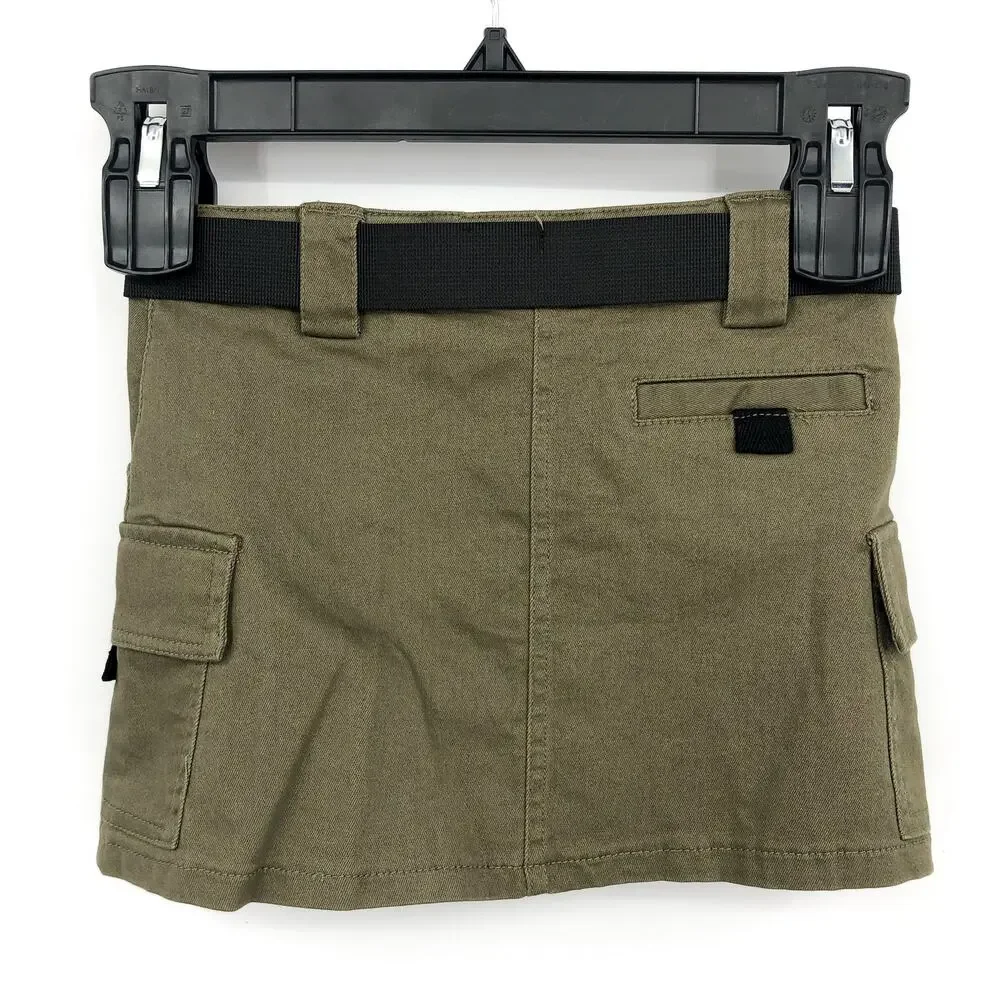 BARDOT JUNIOR Girl's Zadie Cargo Skirt Size 5 Green Khaki Belted Stretch NWT